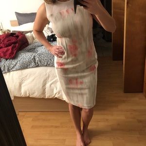 Dress with mesh neck detail- pastels, size M